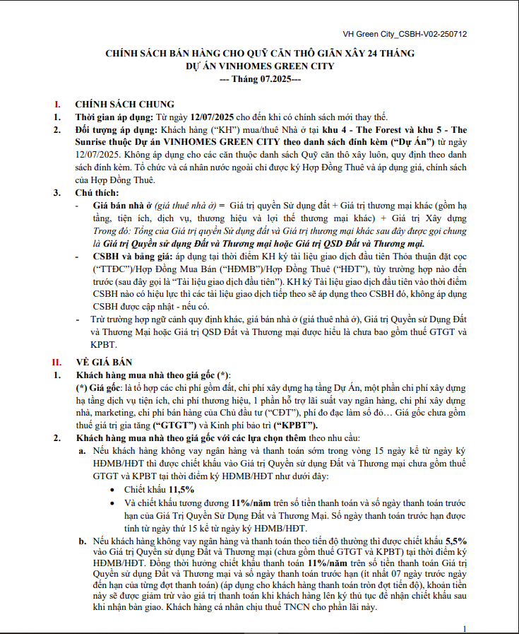 Chính Sách Bán Hàng